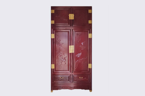 玉泉高端中式家居装修深红色纯实木衣柜